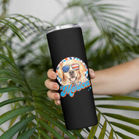 Funny Golden Retriever Merica Skinny Tumbler 4th of July Dog Mom Dad Patriotic USA Retro 90s - Wonder Print Shop