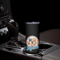 Funny Golden Retriever Merica Skinny Tumbler 4th of July Dog Mom Dad Patriotic USA Retro 90s - Wonder Print Shop