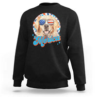 Funny Golden Retriever Merica Sweatshirt 4th of July Dog Mom Dad Patriotic USA Retro 90s - Wonder Print Shop