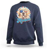 Funny Golden Retriever Merica Sweatshirt 4th of July Dog Mom Dad Patriotic USA Retro 90s - Wonder Print Shop