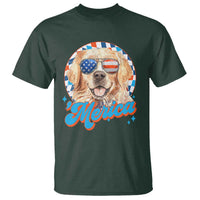 Funny Golden Retriever Merica T Shirt 4th of July Dog Mom Dad Patriotic USA Retro 90s - Wonder Print Shop