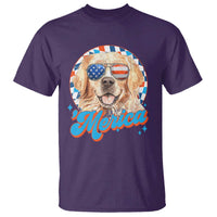 Funny Golden Retriever Merica T Shirt 4th of July Dog Mom Dad Patriotic USA Retro 90s - Wonder Print Shop
