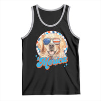 Funny Golden Retriever Merica Tank Top 4th of July Dog Mom Dad Patriotic USA Retro 90s - Wonder Print Shop