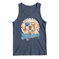 Funny Golden Retriever Merica Tank Top 4th of July Dog Mom Dad Patriotic USA Retro 90s - Wonder Print Shop