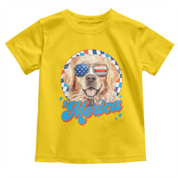 Funny Golden Retriever Merica Toddler T Shirt 4th of July Dog Mom Dad Patriotic USA Retro 90s - Wonder Print Shop