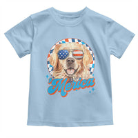Funny Golden Retriever Merica Toddler T Shirt 4th of July Dog Mom Dad Patriotic USA Retro 90s - Wonder Print Shop