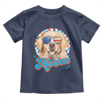 Funny Golden Retriever Merica Toddler T Shirt 4th of July Dog Mom Dad Patriotic USA Retro 90s - Wonder Print Shop
