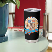 Funny Golden Retriever Merica Tumbler Cup 4th of July Dog Mom Dad Patriotic USA Retro 90s - Wonder Print Shop