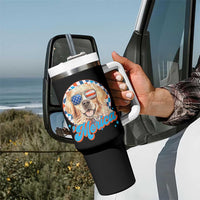 Funny Golden Retriever Merica Tumbler With Handle 4th of July Dog Mom Dad Patriotic USA Retro 90s - Wonder Print Shop