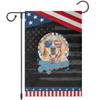 Funny Golden Retriever Merica Garden Flag 4th of July Dog Mom Dad Patriotic USA Retro 90s