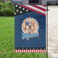 Funny Golden Retriever Merica Garden Flag 4th of July Dog Mom Dad Patriotic USA Retro 90s