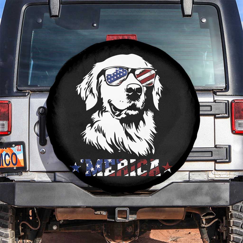 Merica Golden Retriever Spare Tire Cover 4th of July Dog Patriotic Dog Mom - Wonder Print Shop