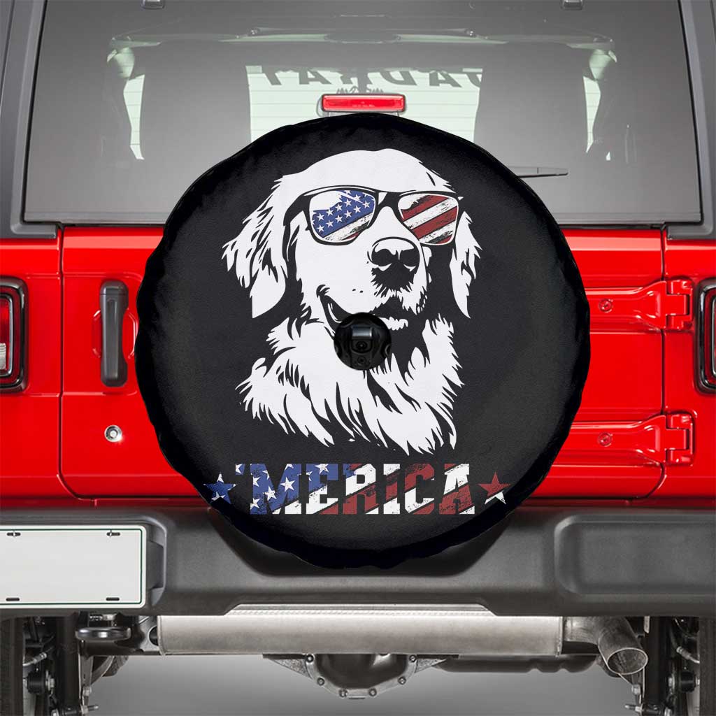 Merica Golden Retriever Spare Tire Cover 4th of July Dog Patriotic Dog Mom - Wonder Print Shop