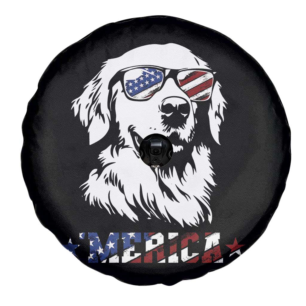 Merica Golden Retriever Spare Tire Cover 4th of July Dog Patriotic Dog Mom - Wonder Print Shop