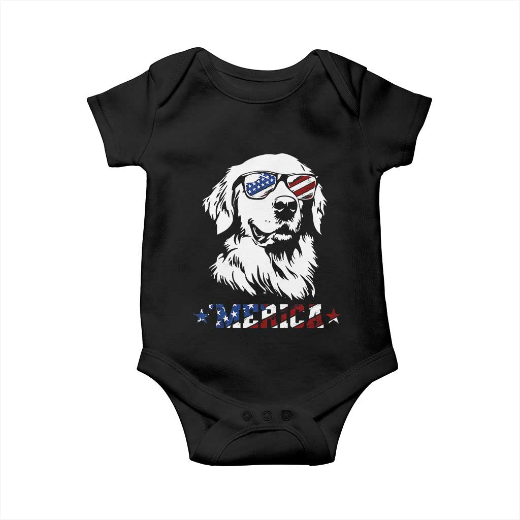 Merica Golden Retriever Baby Onesie 4th of July Dog Patriotic Dog Mom - Wonder Print Shop
