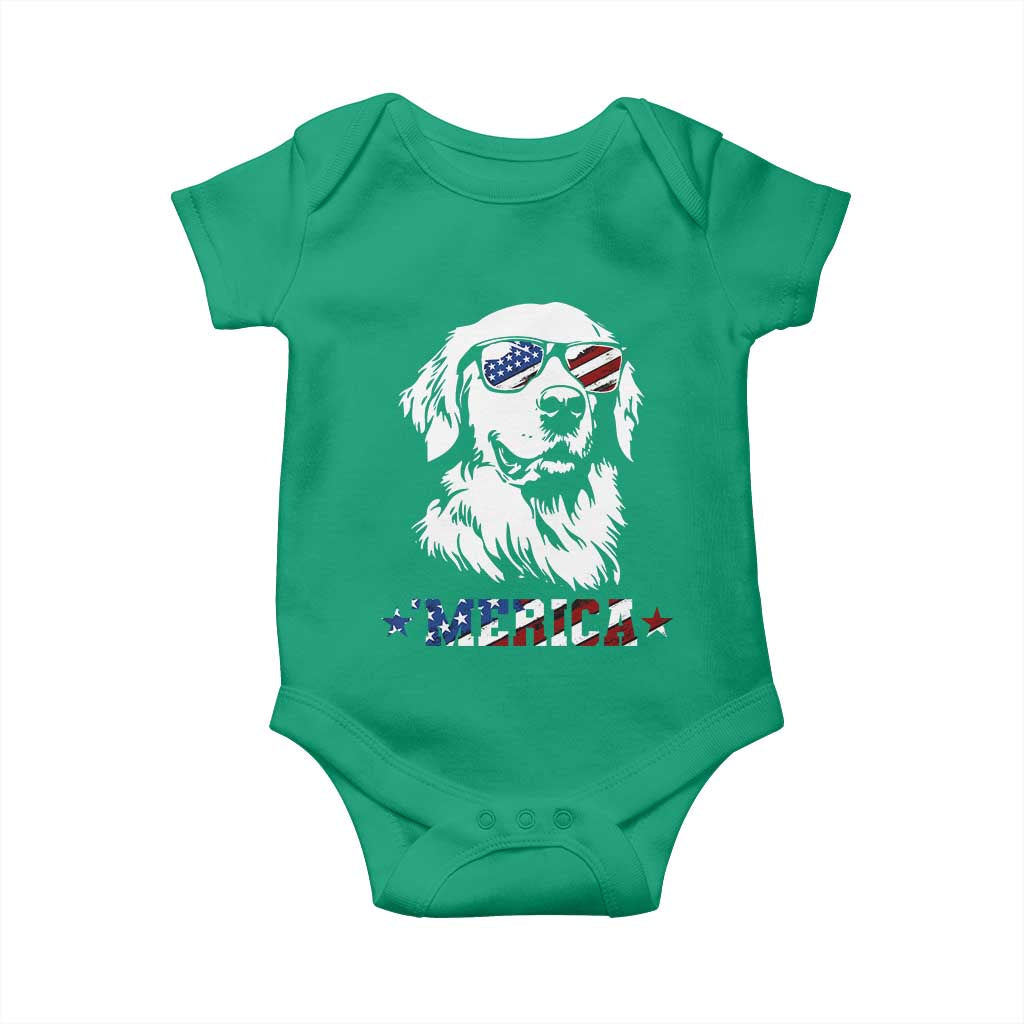 Merica Golden Retriever Baby Onesie 4th of July Dog Patriotic Dog Mom - Wonder Print Shop