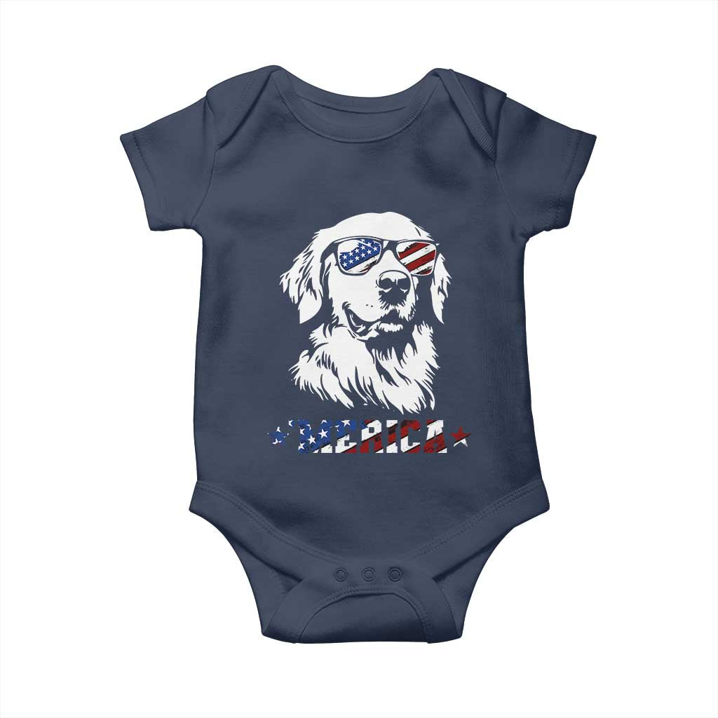 Merica Golden Retriever Baby Onesie 4th of July Dog Patriotic Dog Mom - Wonder Print Shop