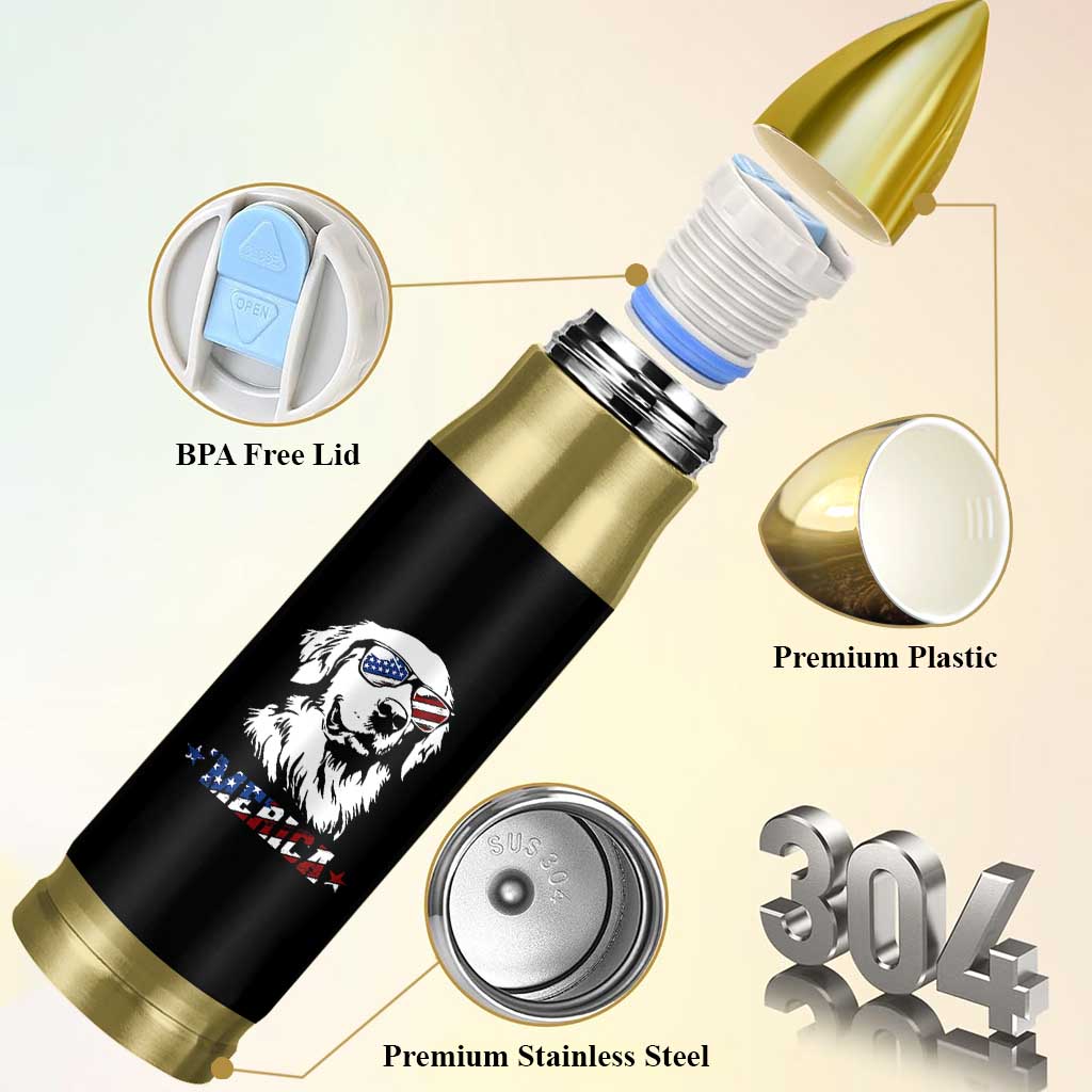 Merica Golden Retriever Bullet Tumbler 4th of July Dog Patriotic Dog Mom - Wonder Print Shop