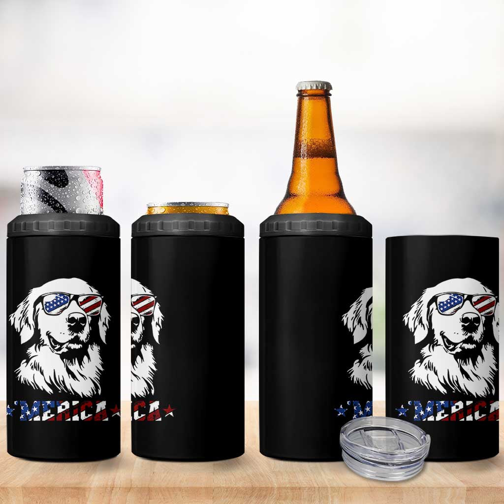 Merica Golden Retriever 4 in 1 Can Cooler Tumbler 4th of July Dog Patriotic Dog Mom - Wonder Print Shop