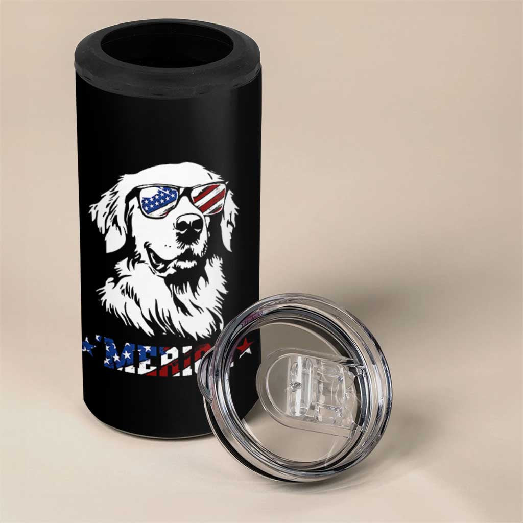 Merica Golden Retriever 4 in 1 Can Cooler Tumbler 4th of July Dog Patriotic Dog Mom - Wonder Print Shop