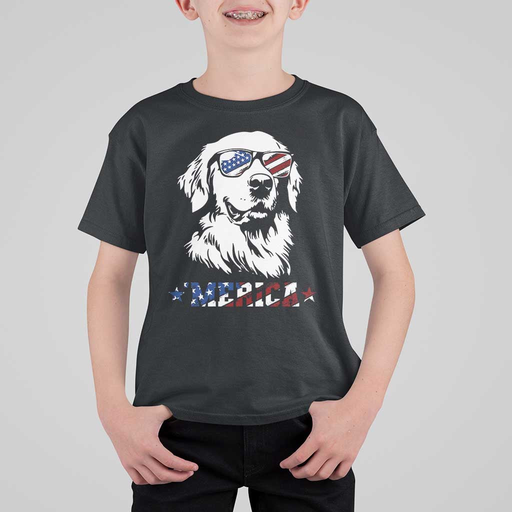Merica Golden Retriever T Shirt For Kid 4th of July Dog Patriotic Dog Mom - Wonder Print Shop
