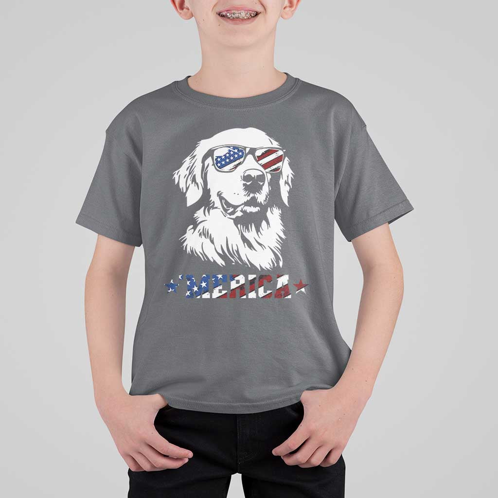 Merica Golden Retriever T Shirt For Kid 4th of July Dog Patriotic Dog Mom - Wonder Print Shop