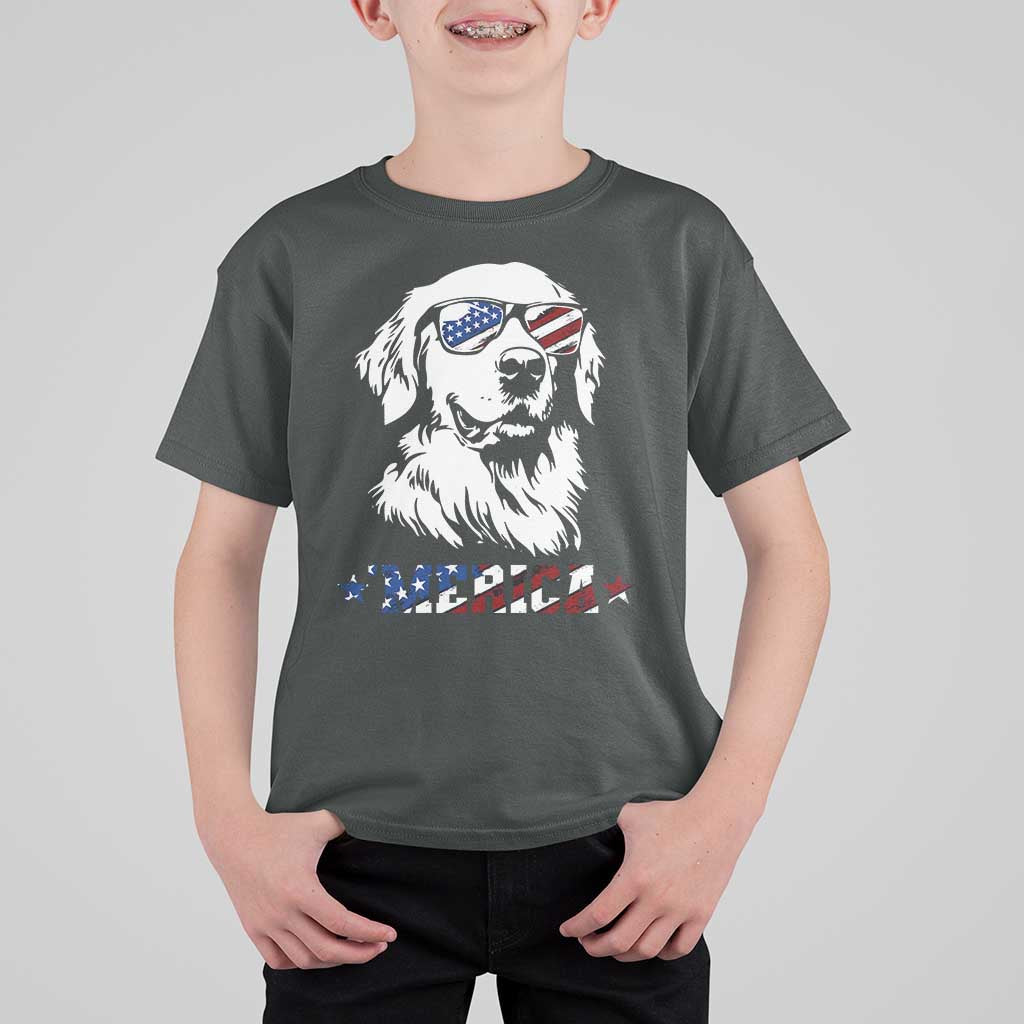Merica Golden Retriever T Shirt For Kid 4th of July Dog Patriotic Dog Mom - Wonder Print Shop