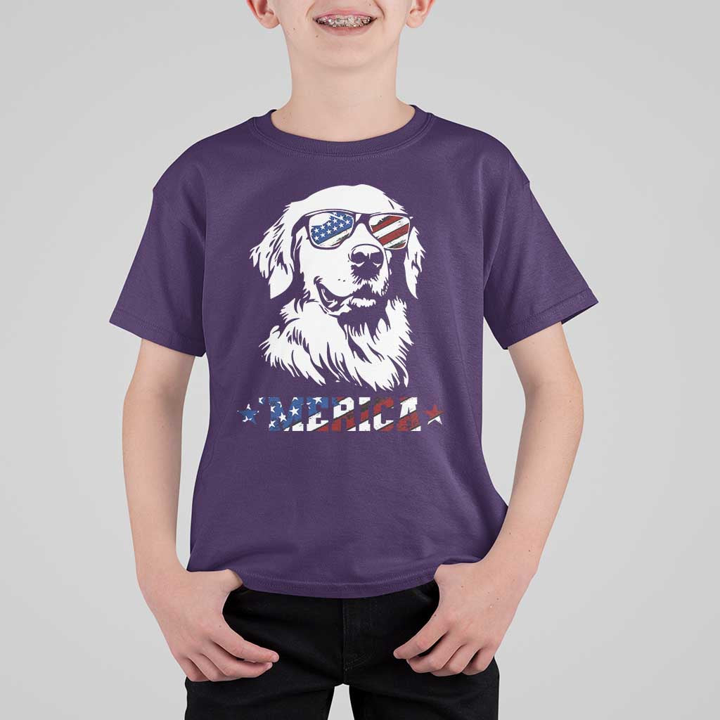 Merica Golden Retriever T Shirt For Kid 4th of July Dog Patriotic Dog Mom - Wonder Print Shop
