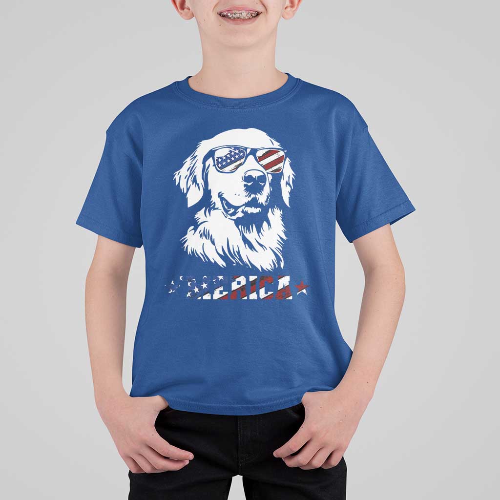 Merica Golden Retriever T Shirt For Kid 4th of July Dog Patriotic Dog Mom - Wonder Print Shop