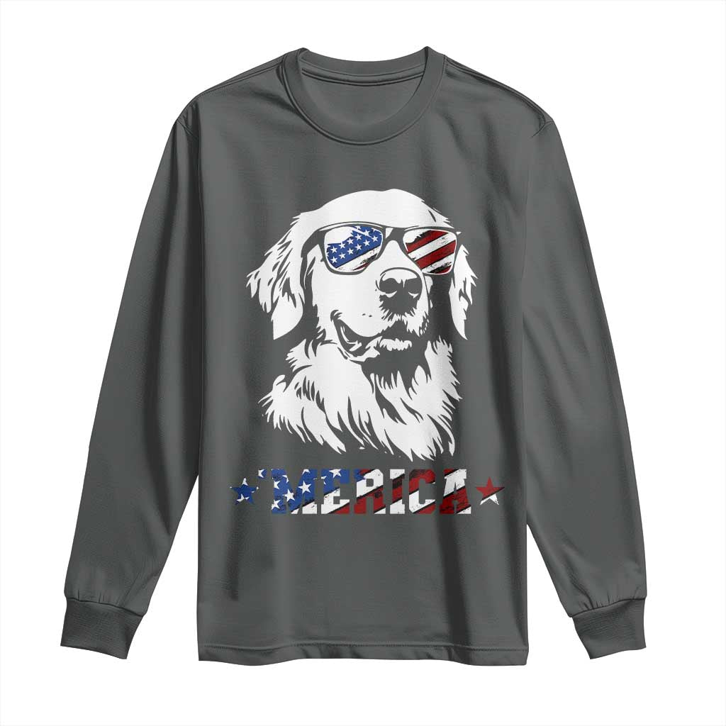 Merica Golden Retriever Long Sleeve Shirt 4th of July Dog Patriotic Dog Mom - Wonder Print Shop