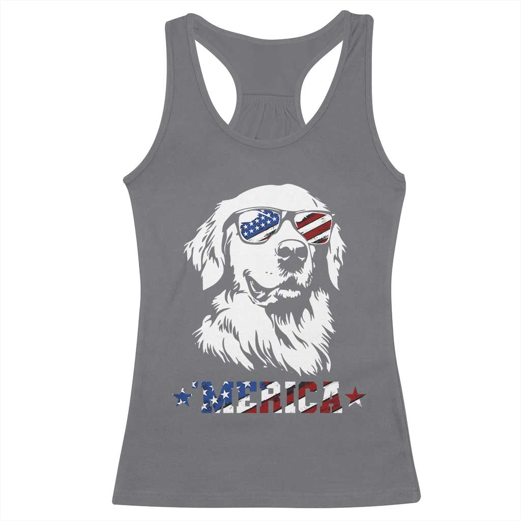 Merica Golden Retriever Racerback Tank Top 4th of July Dog Patriotic Dog Mom - Wonder Print Shop