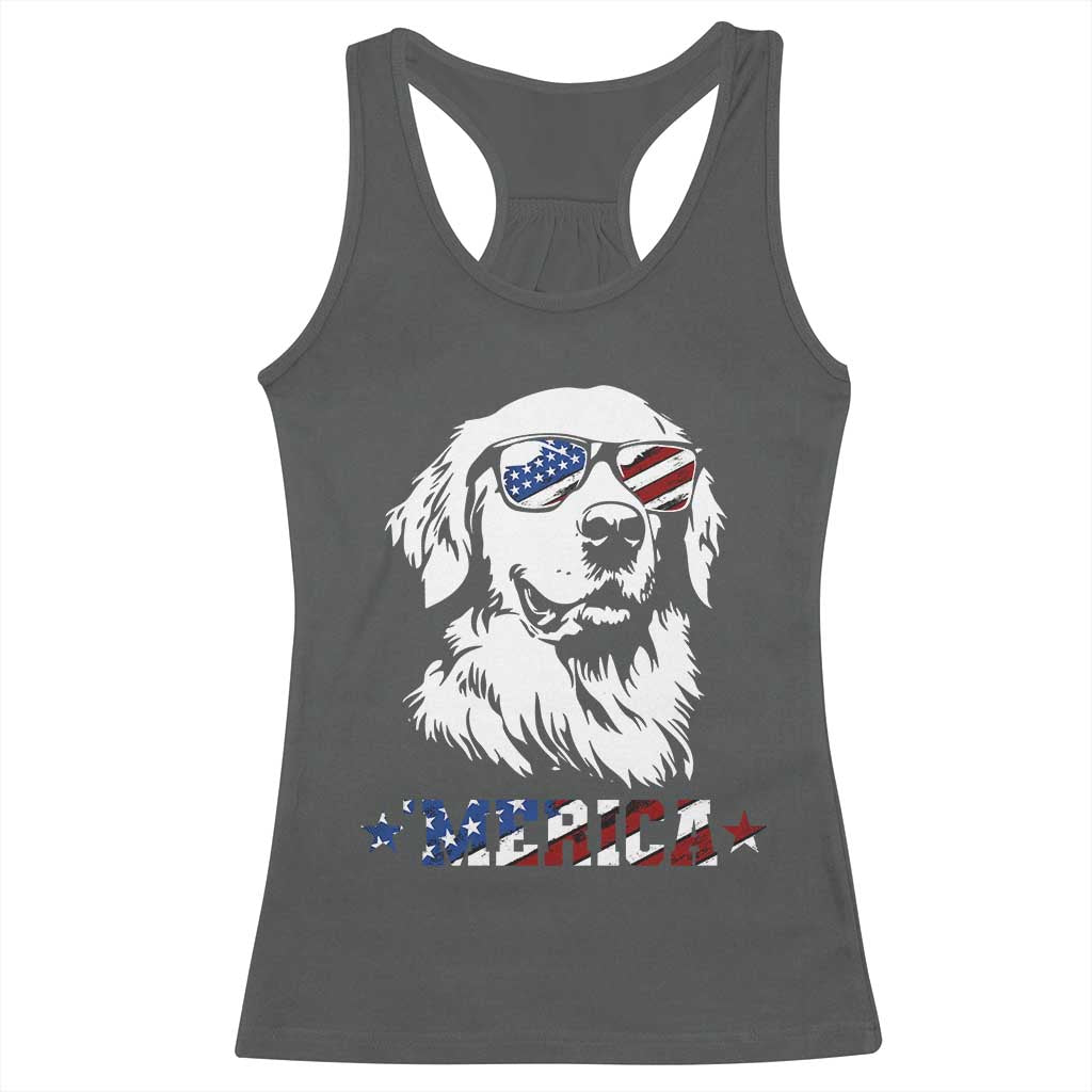 Merica Golden Retriever Racerback Tank Top 4th of July Dog Patriotic Dog Mom - Wonder Print Shop