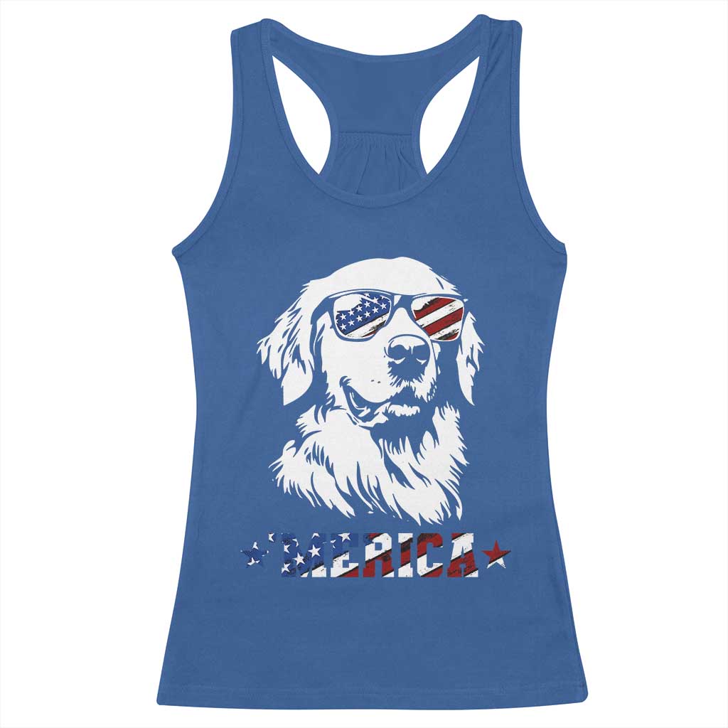 Merica Golden Retriever Racerback Tank Top 4th of July Dog Patriotic Dog Mom - Wonder Print Shop