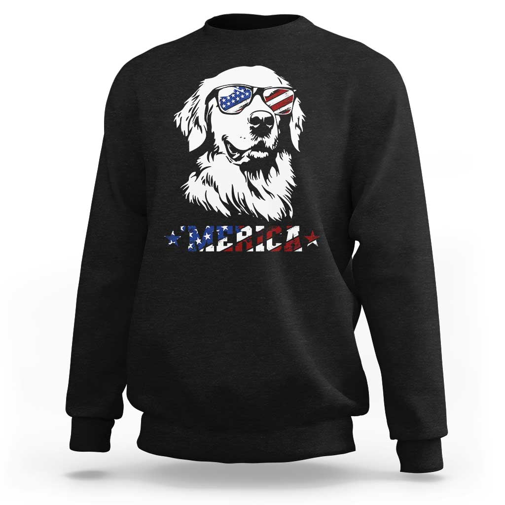 Merica Golden Retriever Sweatshirt 4th of July Dog Patriotic Dog Mom - Wonder Print Shop