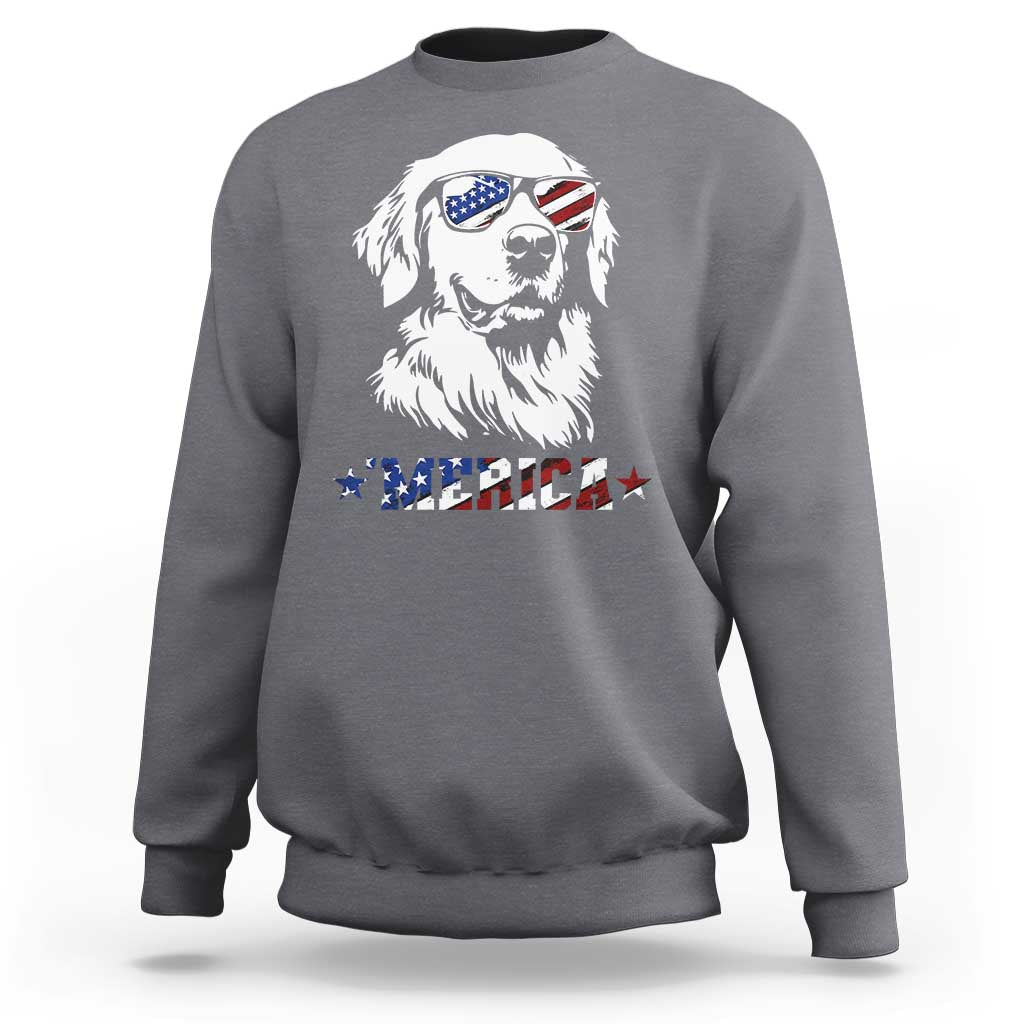 Merica Golden Retriever Sweatshirt 4th of July Dog Patriotic Dog Mom - Wonder Print Shop