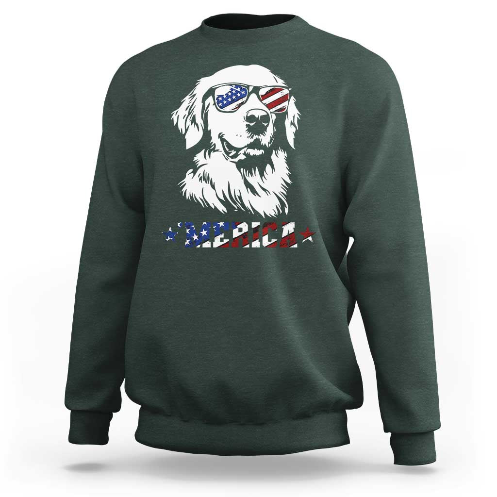 Merica Golden Retriever Sweatshirt 4th of July Dog Patriotic Dog Mom - Wonder Print Shop