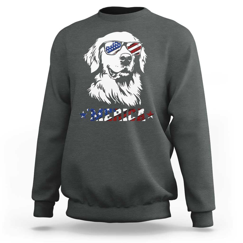 Merica Golden Retriever Sweatshirt 4th of July Dog Patriotic Dog Mom - Wonder Print Shop