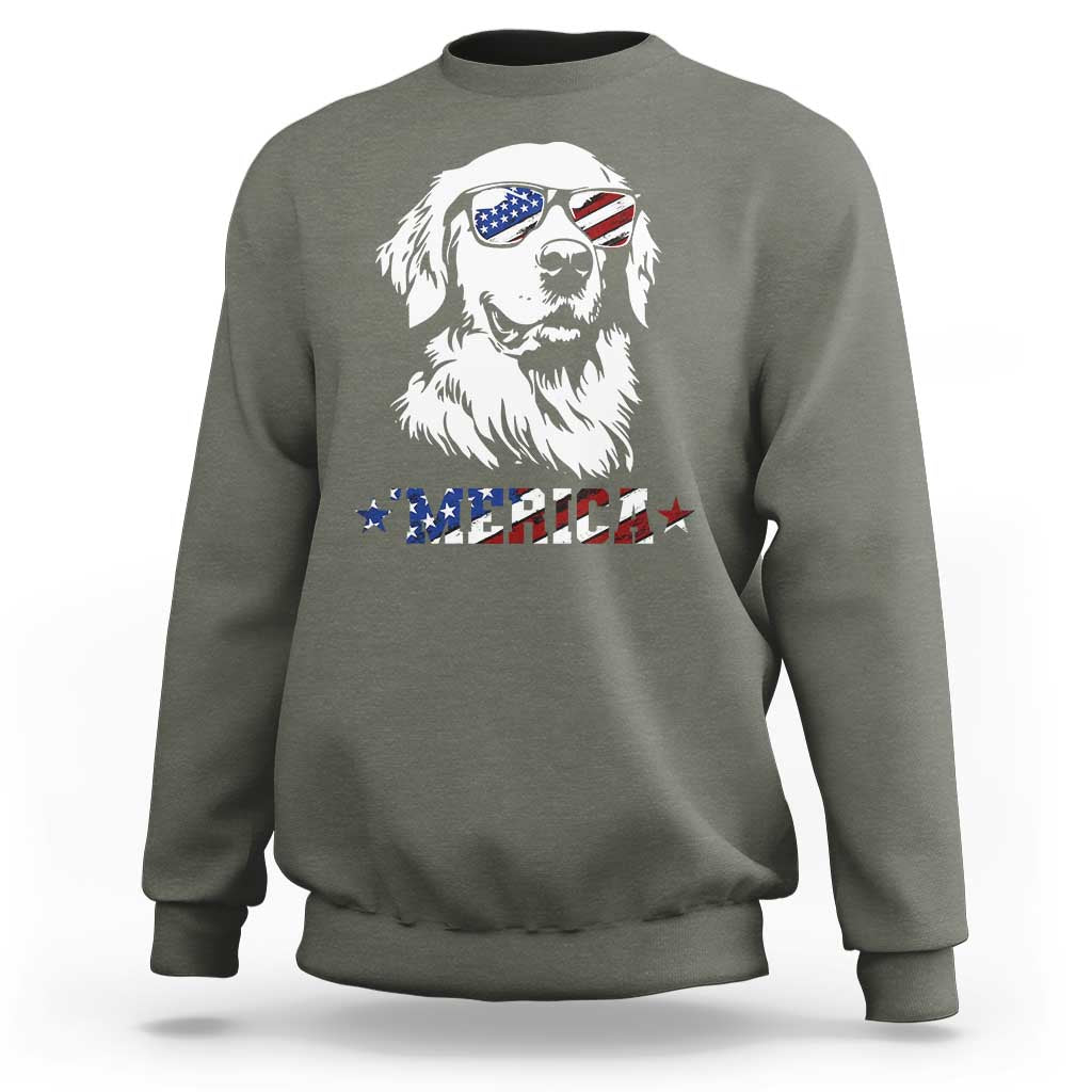 Merica Golden Retriever Sweatshirt 4th of July Dog Patriotic Dog Mom - Wonder Print Shop