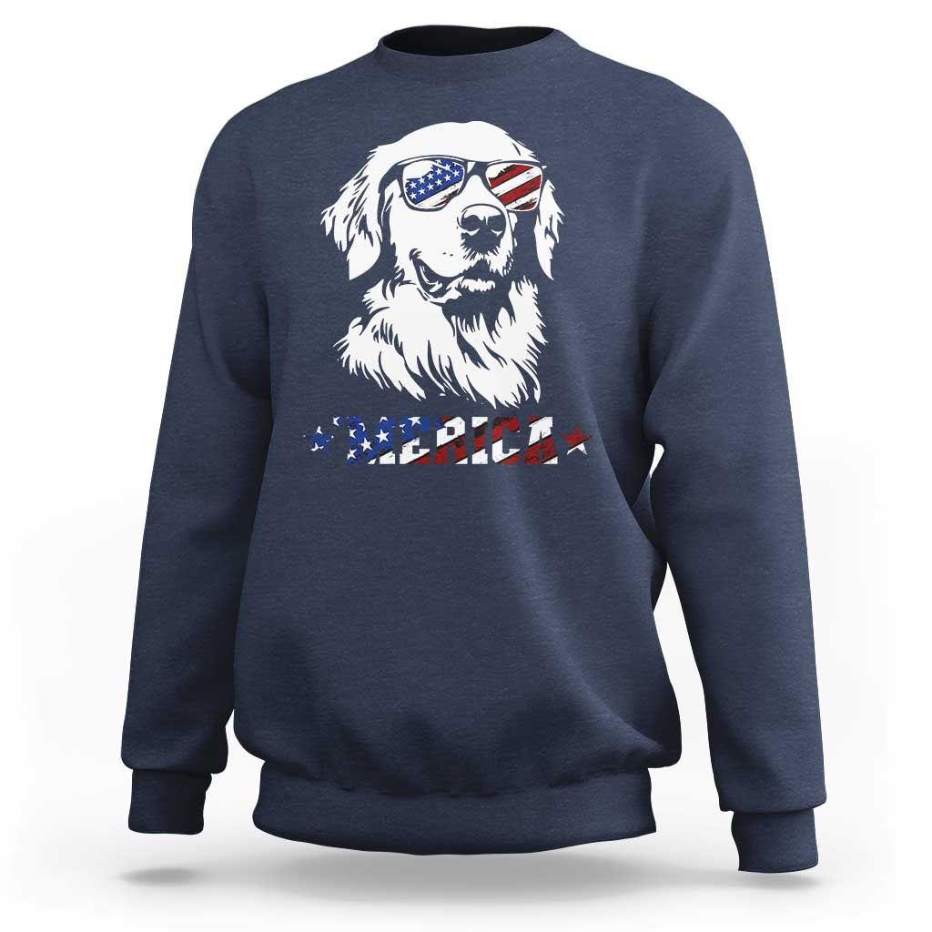 Merica Golden Retriever Sweatshirt 4th of July Dog Patriotic Dog Mom - Wonder Print Shop