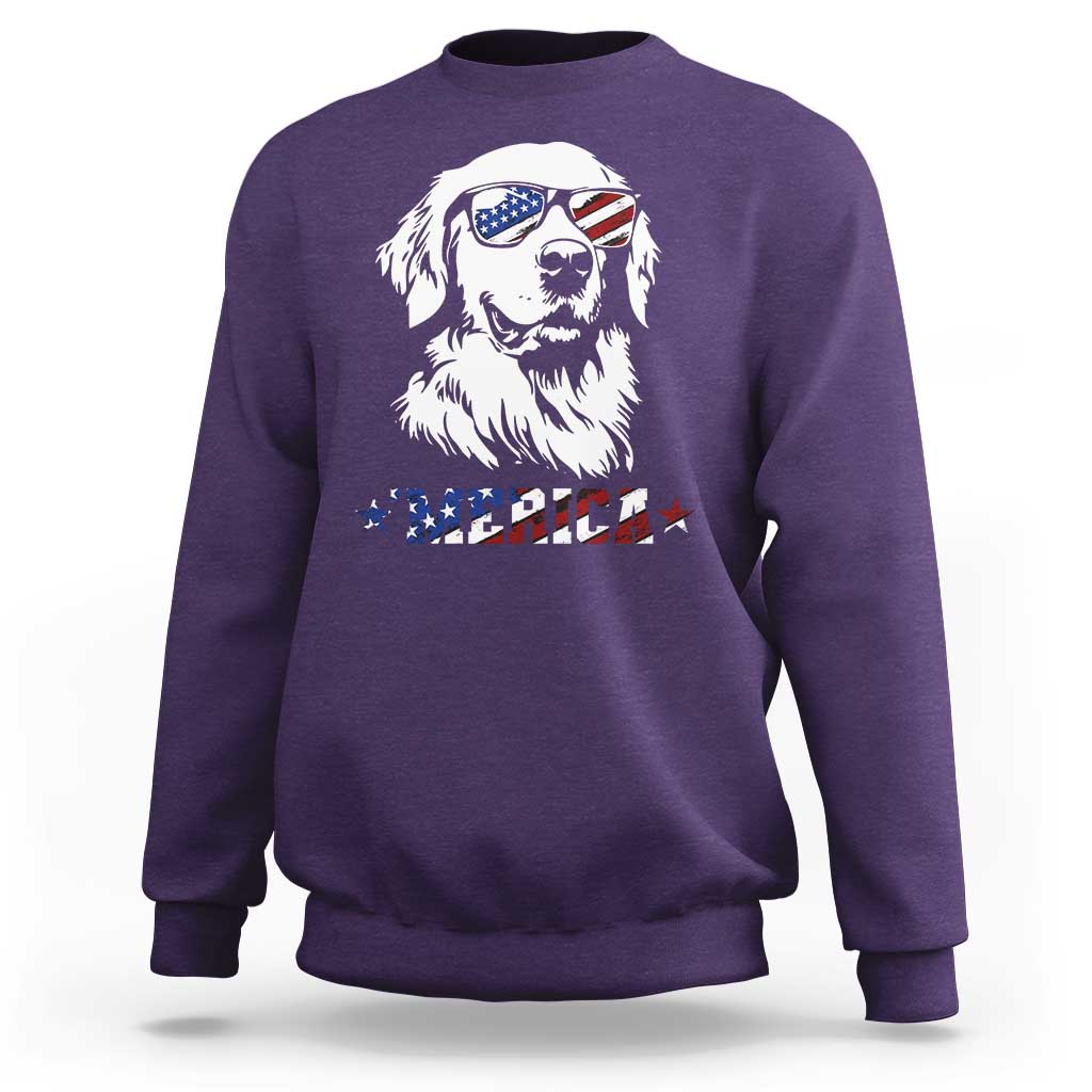 Merica Golden Retriever Sweatshirt 4th of July Dog Patriotic Dog Mom - Wonder Print Shop