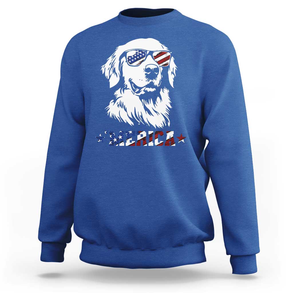 Merica Golden Retriever Sweatshirt 4th of July Dog Patriotic Dog Mom - Wonder Print Shop