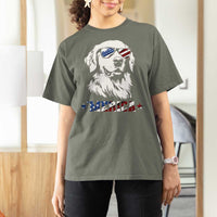 Merica Golden Retriever T Shirt For Women 4th of July Dog Patriotic Dog Mom - Wonder Print Shop