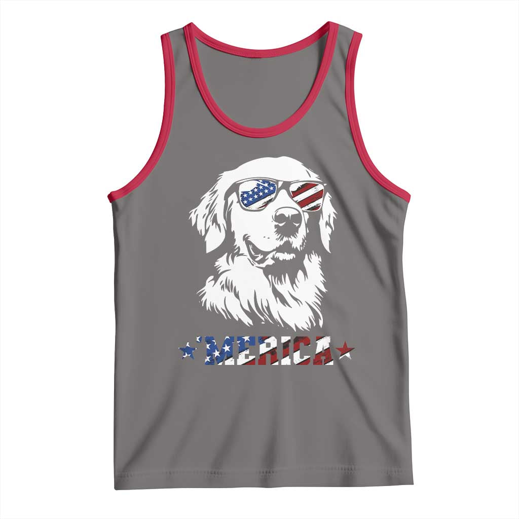 Merica Golden Retriever Tank Top 4th of July Dog Patriotic Dog Mom - Wonder Print Shop