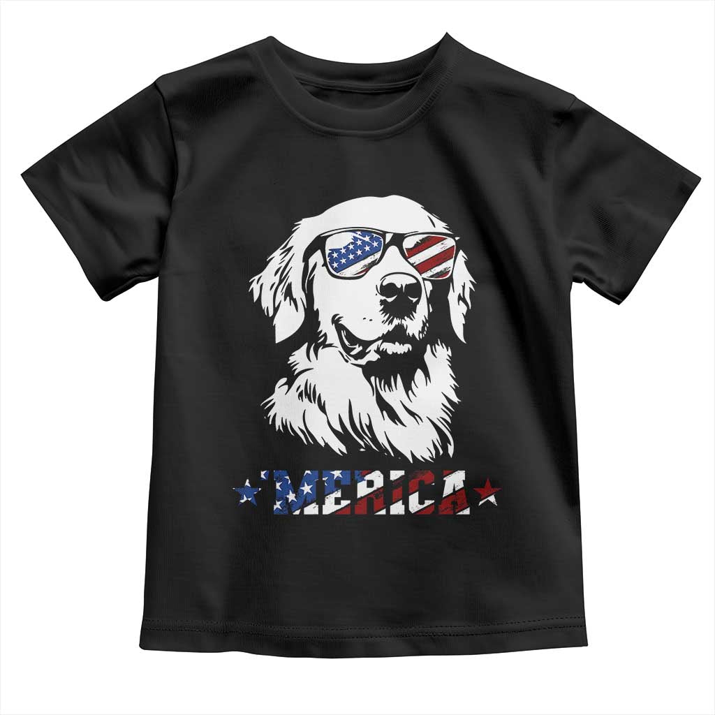 Merica Golden Retriever Toddler T Shirt 4th of July Dog Patriotic Dog Mom - Wonder Print Shop