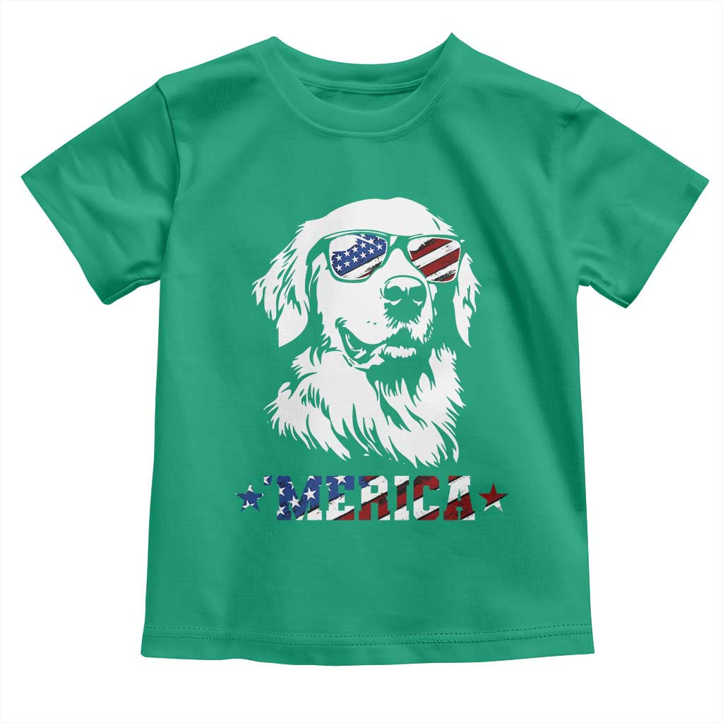 Merica Golden Retriever Toddler T Shirt 4th of July Dog Patriotic Dog Mom - Wonder Print Shop