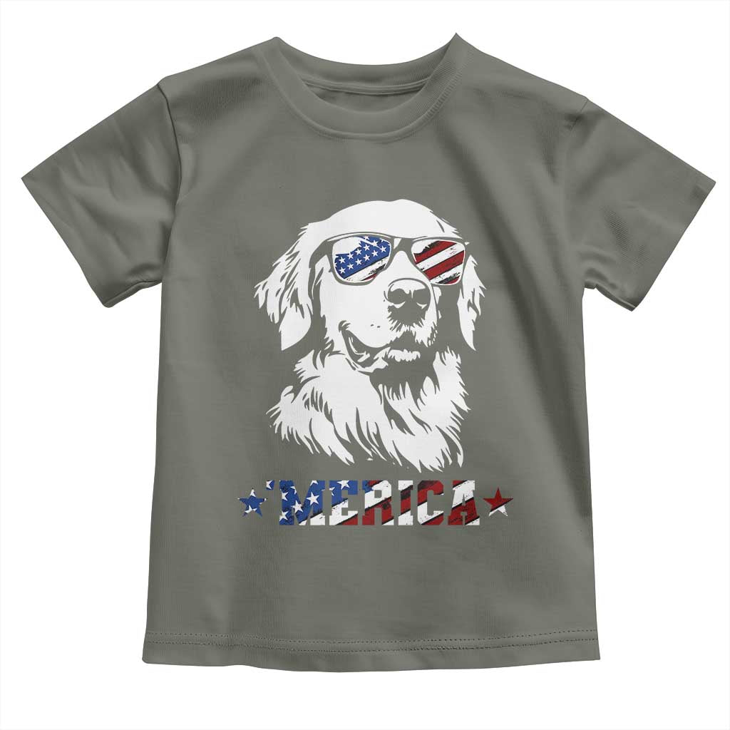 Merica Golden Retriever Toddler T Shirt 4th of July Dog Patriotic Dog Mom - Wonder Print Shop