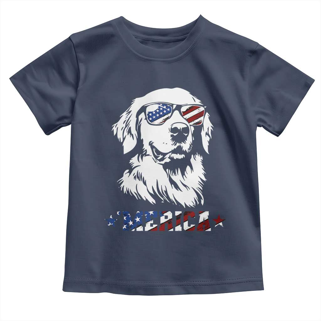 Merica Golden Retriever Toddler T Shirt 4th of July Dog Patriotic Dog Mom - Wonder Print Shop
