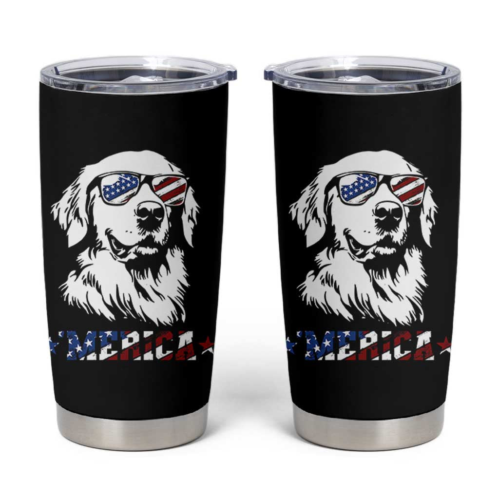 Merica Golden Retriever Tumbler Cup 4th of July Dog Patriotic Dog Mom - Wonder Print Shop