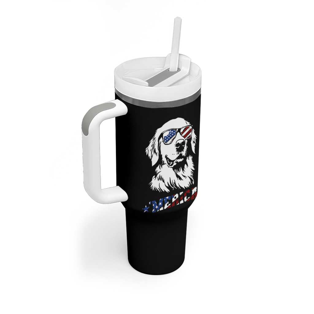 Merica Golden Retriever Tumbler With Handle 4th of July Dog Patriotic Dog Mom - Wonder Print Shop