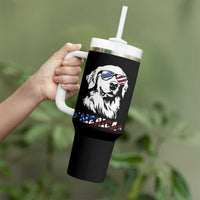 Merica Golden Retriever Tumbler With Handle 4th of July Dog Patriotic Dog Mom - Wonder Print Shop